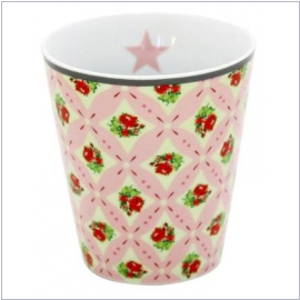 Krasilnikoff Happy Mug "Check/flower pink"